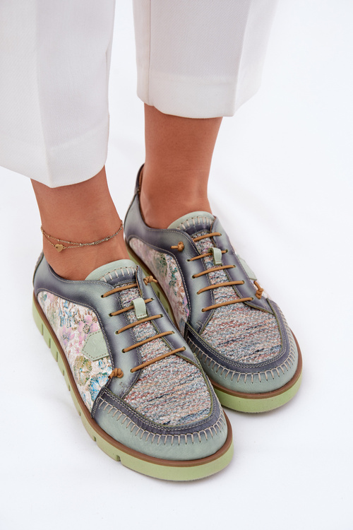 Шкіряні Жіночі Черевики З Візерунком Maciejka 06784-09 Зелений