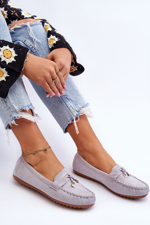 Класичні замшеві лофери сірі Good Time