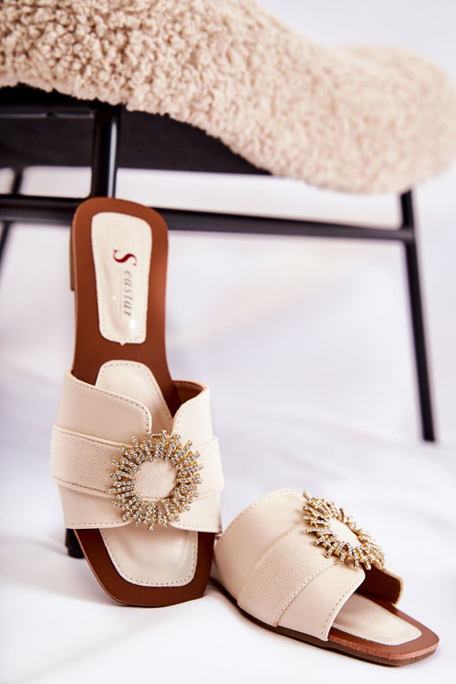 Зручні жіночі тапочки з декором Ginera світло-бежевий