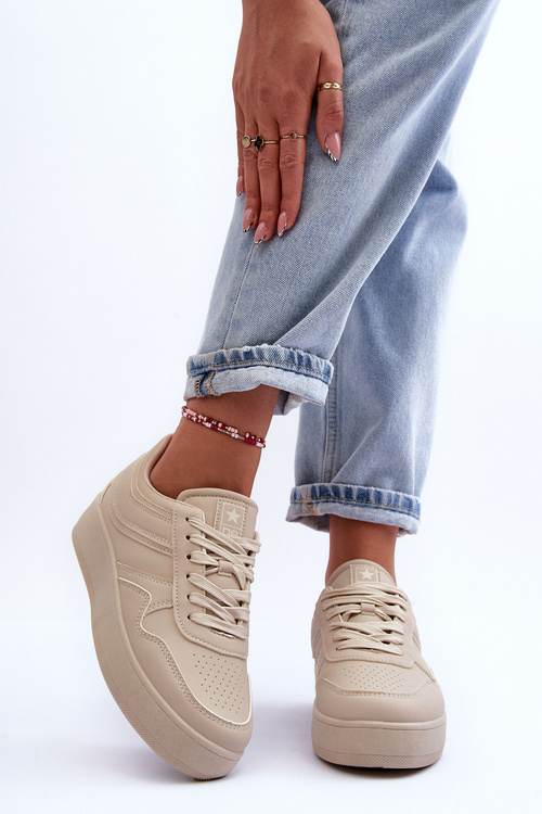 Жіноче спортивне взуття на платформі бежеве Pudina