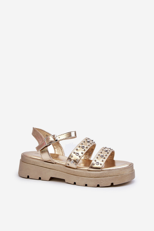 Жіночі босоніжки з прикрасами з екошкіри Gold Arcida