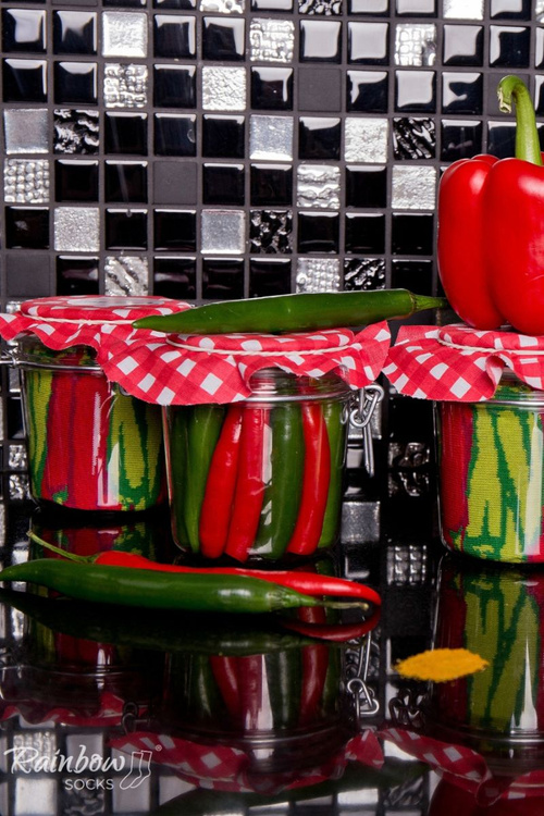 Веселкові шкарпетки Овочі в банці Перець чилі Горошок з морквою 2 пари