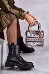 Шкіряні теплі черевики на шнурівці Чорні Ritta 