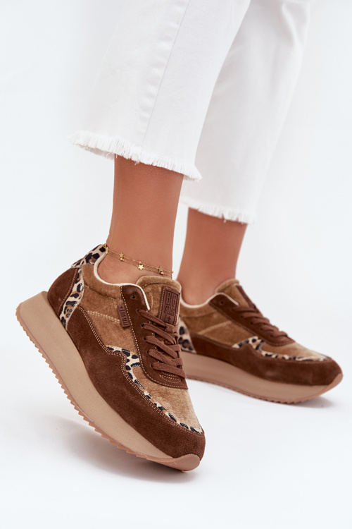 Жіночі Замшеві Кросівки Big Star OO274A313 HI-POLY SYSTEM Коричневий Леопард