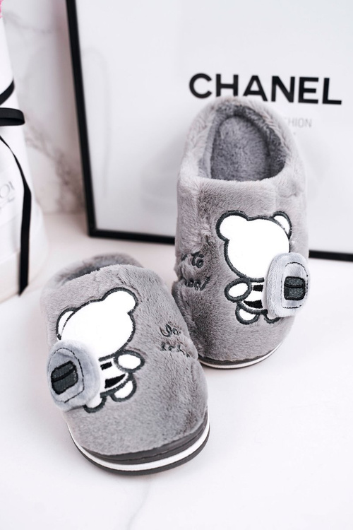 Дитячі домашні тапочки з ведмедиком сірим Go to School