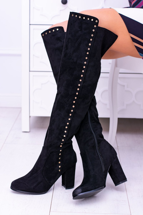 Чорні замшеві мушкетерські черевики Portoso