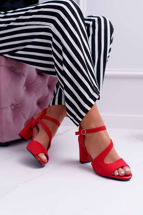Жіночі босоніжки на шпильці Sergio Leone SK868 Suede Red Mersi