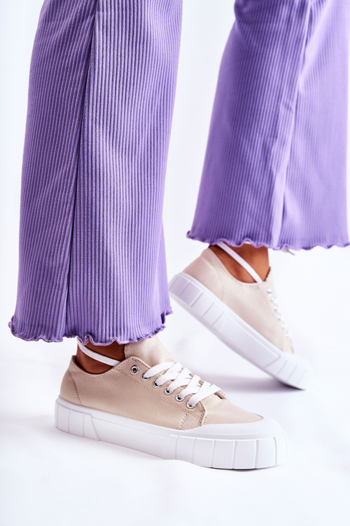 Жіночі кросівки на платформі бежеві в комплекті