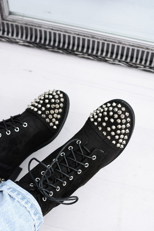 Жіночі чоботи Lu Boo замшеві робочі чорні з шпильками