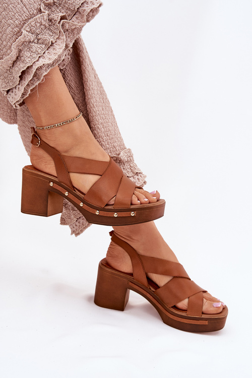 Шкіряні Сандалі На Підборі Zazoo 1081 Коричневі