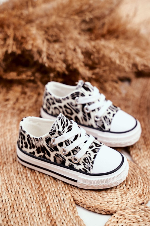 Дитячі кросівки з леопардовим принтом білі Berni