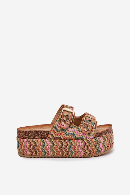 Жіночі Сандалі На Масивній Платформі З Плетінням Та Застібками Багатоколірні