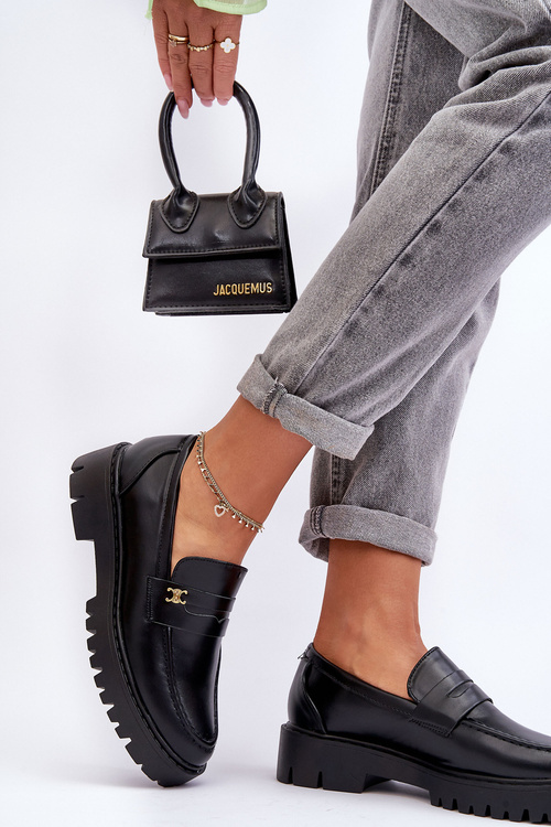 Шкіряні мокасини з орнаментом Чорна Есперта