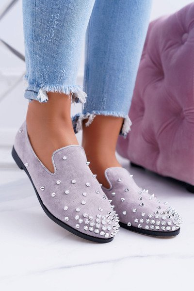 Балетки жіночі Lu Boo Grey Suede Lords на шпильках Одеса