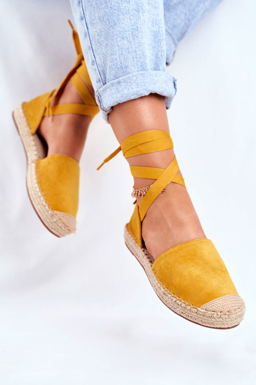 Жіночі еспадрільї на шнурівці, жовті Bonjour