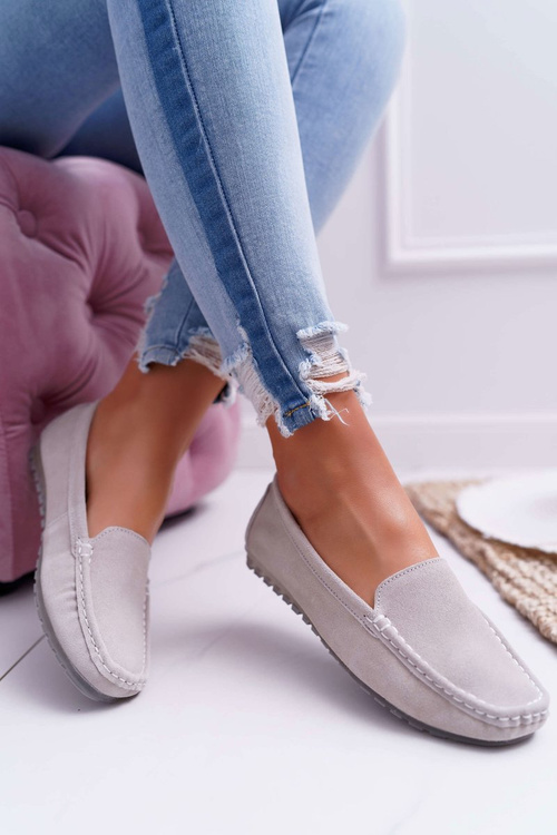 Жіночі шкіряні замшеві мокасини бежеві Тензіон