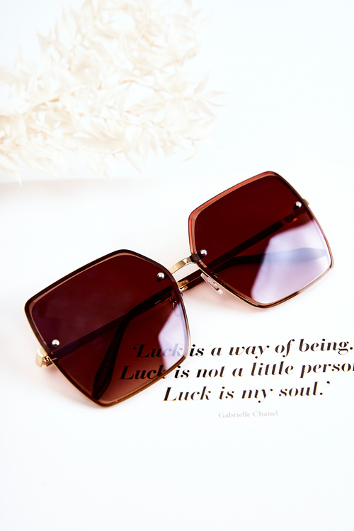 Великі квадратні сонцезахисні окуляри V180005 Коричнево-золоті