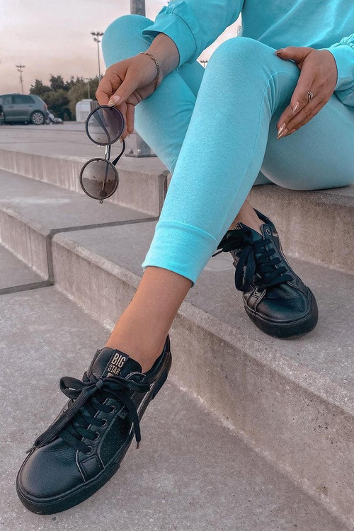 Жіночі шкіряні кросівки BIG STAR HH274078 чорно-золоті