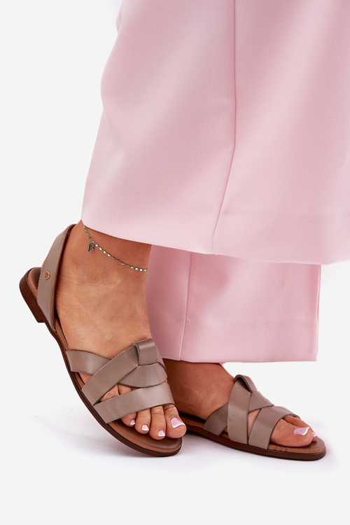 Zazoo 40185 Зручні Шкіряні Сандалі Темно-Бежеві