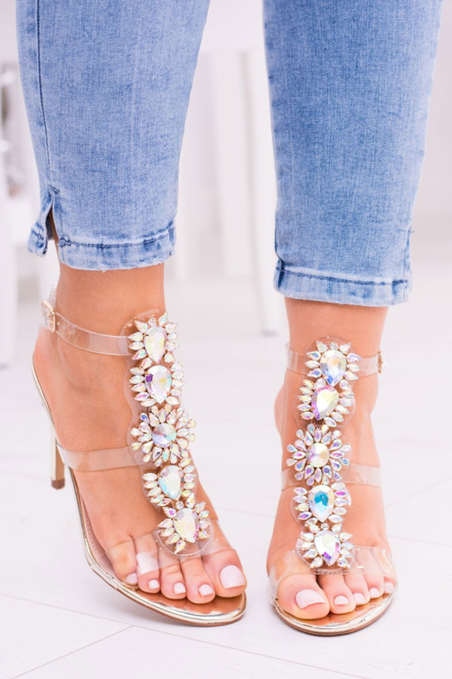 Lu Boo Золоті шпильки Zircon Sandals Serenade