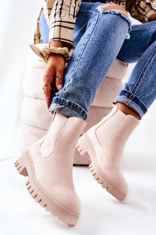 Замшеві утеплені чоботи світло-бежеві Tozzi