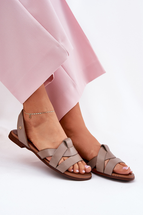 Zazoo 40185 Зручні Шкіряні Сандалі Темно-Бежеві