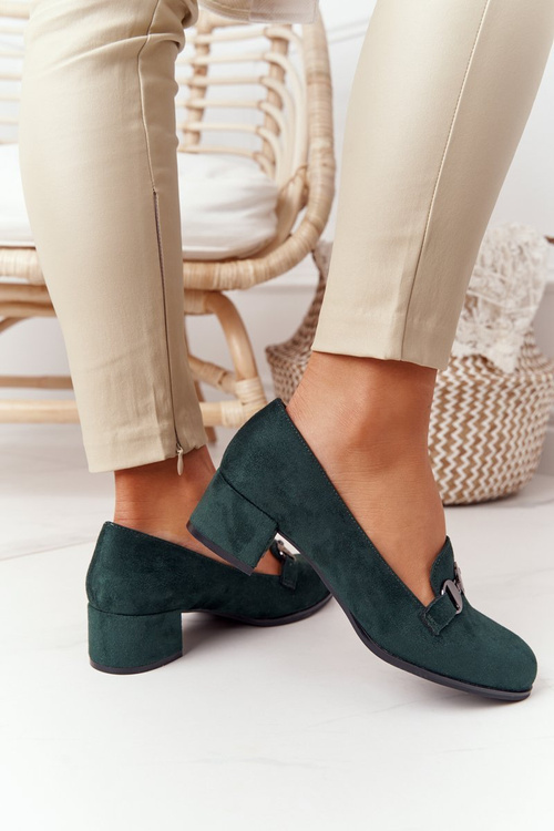 Замшеві туфлі на високих підборах Sergio Leone PB148 Зелений
