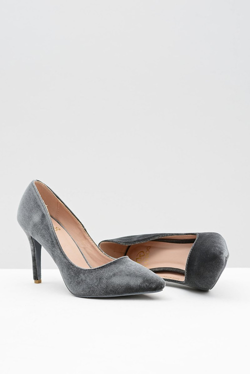 Жіночі туфлі на шпильці Lu Boo сірого оксамиту