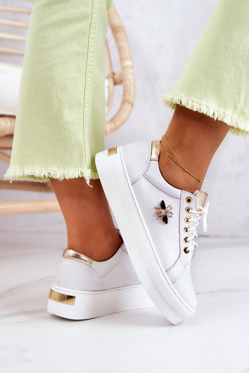 Шкіряні спортивні туфлі на платформі White Bellisia
