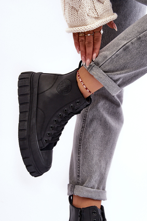 Шкіряні кросівки на блискавці Big Star MM274625 Чорні