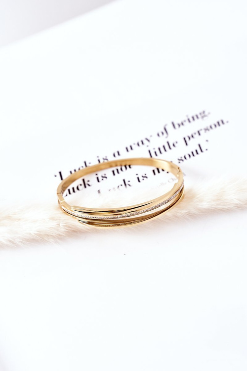 Сталевий браслет із золотом з цирконію