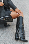 Жіночі чоботи на підборах із декоративним ремінцем з екошкіри чорні Jolivine