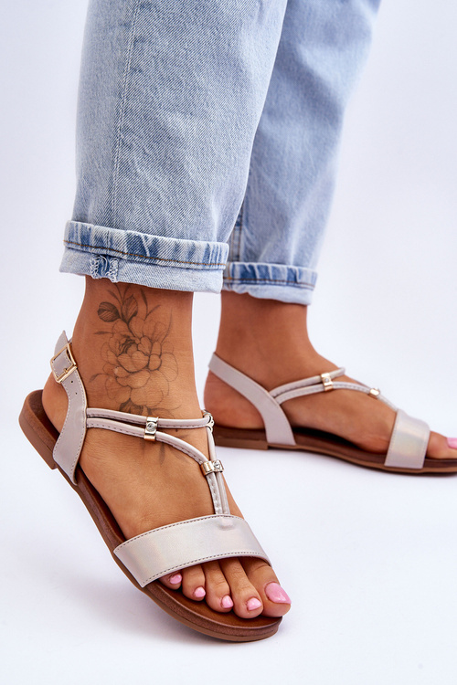 Жіночі сандалі на плоскій підошві S.Barski KV-541-120 золото