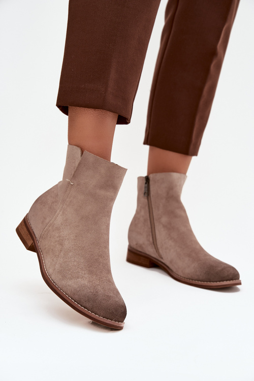 Жіночі чоботи на плоскому підборі Vinceza 39961 бежеві