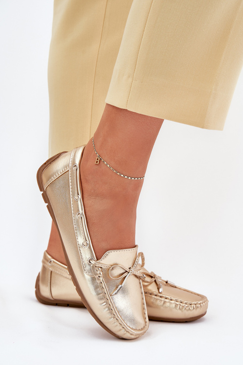 Жіночі еко шкіряні мокасини золоті Si Passione