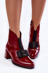 Лаковані чоботи на високих підборах з декоративним бантом Бордові Hallie 