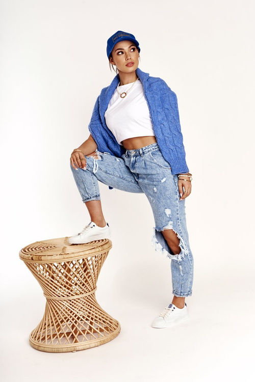 Жіночі шкіряні кросівки BIG STAR BB274211 Білі темно-сині