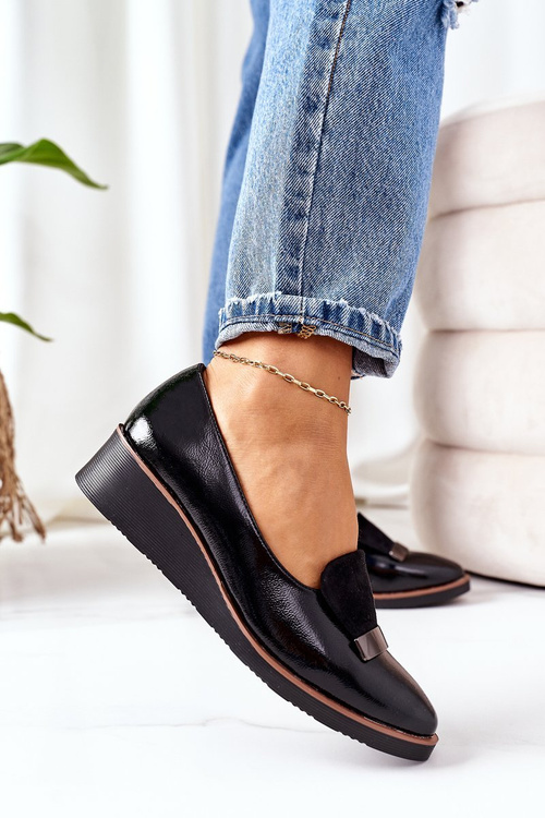 Лаковані туфлі на танкетці POTOCKI 12032 Чорні