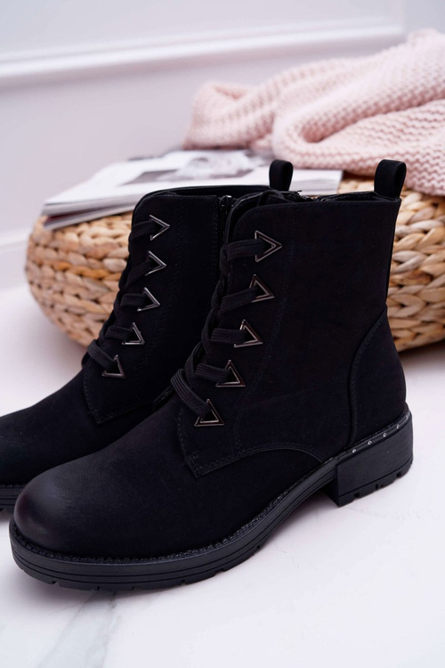 Жіночі нубукові чоботи на плоскій підошві чорні Sergio Leone TR718