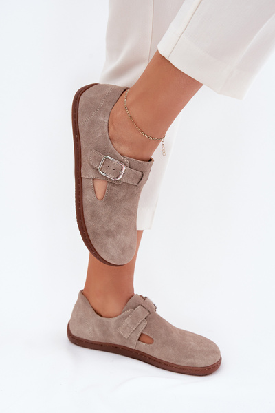 Замшеві Полуботи Barefoot Жіночі З Пряжкою Zazoo N1261 Бежеві