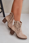 Перфоровані Чоботи На Блочному Каблуці Бежеві Нурісса