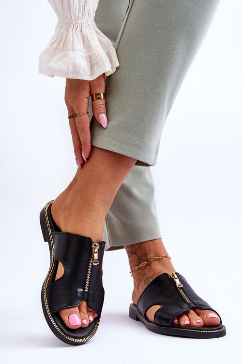 Жіночі тапочки на декоративній блискавці Black Clarence