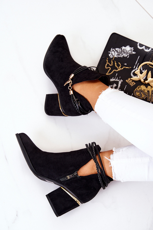 Замшеві ковбойські чоботи в смужку Чорні Inessa