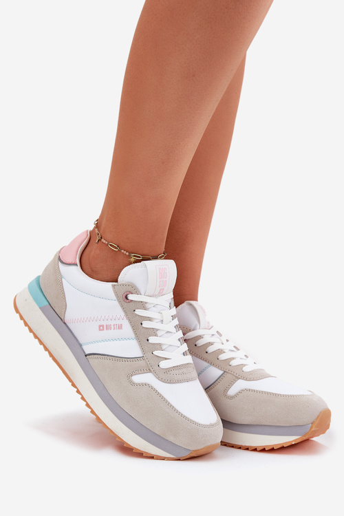 Замшеві Жіночі Кросівки Big Star RR274A047 HI-POLY SYSTEM Бежево-Білі
