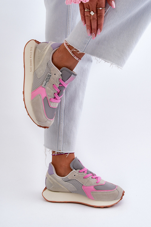 Жіночі кросівки на платформі з системою Memory Foam Big Star NN274680 Сіро-рожеві