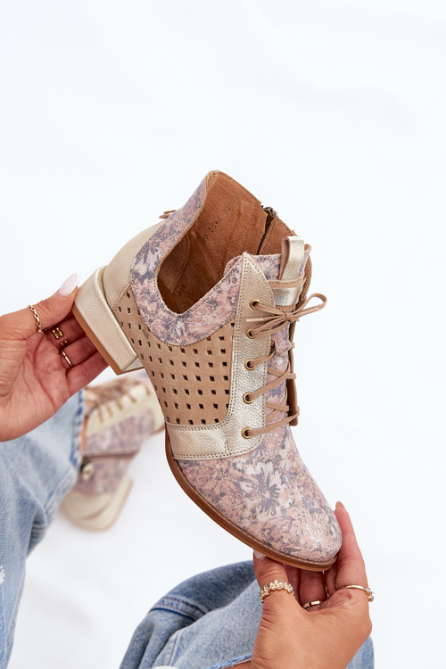 Шкіряні Ботинки Maciejka 05541-04 Бежево-Золоті