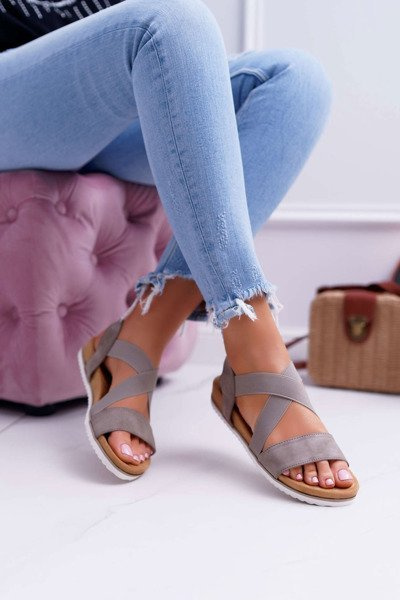 Жіночі босоніжки з гумками кольору хакі Ітако