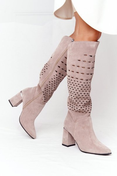 Весняні ажурні замшеві черевики Lewski Shoes 2847/B Бежеві