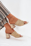 Жіночі Сандалі З Плетінням На Каблуку Бежеві Ciariloria