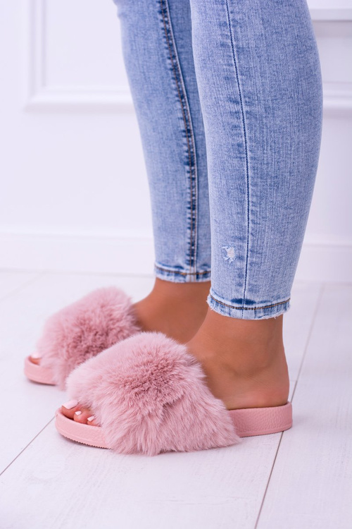 Жіночі хутряні шльопанці Lu Boo, рожеві, XXL